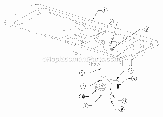 Frame And Drive Idler Assembly Diagram and Parts List for RZT50 17BA5A7P712, 17BA5A7P710, 17BA5A7P709 Cub Cadet Lawn Mower